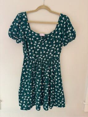 Pink Lily Teal Green Floral Mini Dress